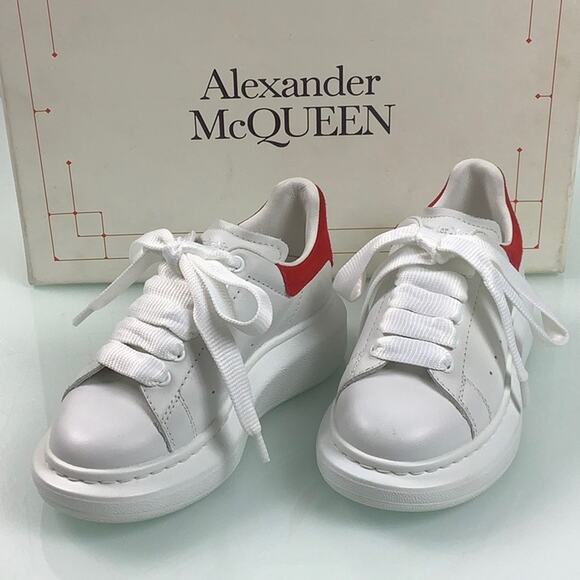 Alexander McQueen Molly Kids White Luster Red leather sneakers SZ 26 or 9.5 EUC - Picture 5 of 16